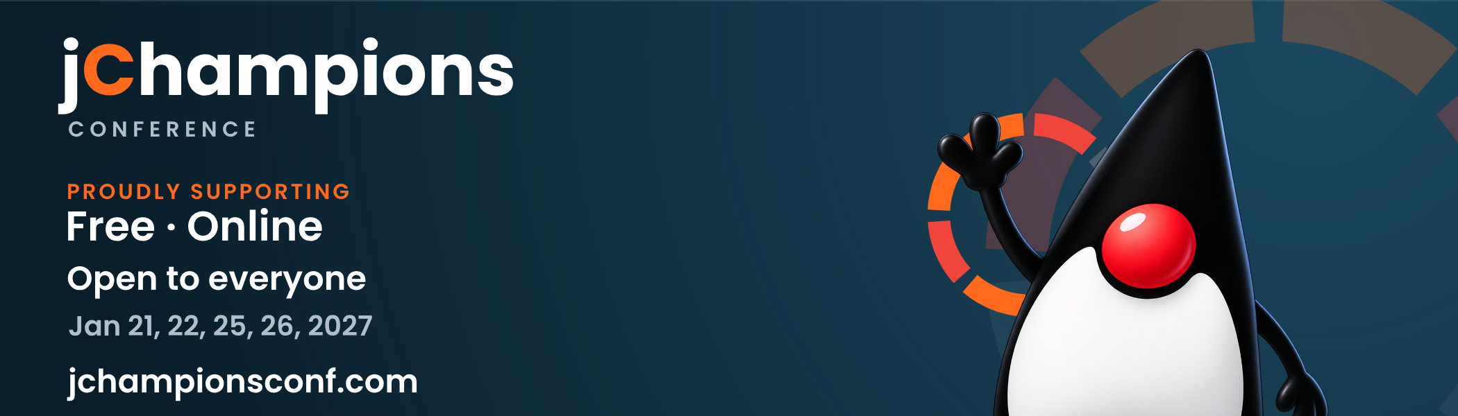 Gluon proudly supports jChampions Conference — free, online and open to everyone. Jan 21, 22, 25, 26, 2027. jchampionsconf.com