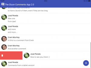 Delete comments on a tablet