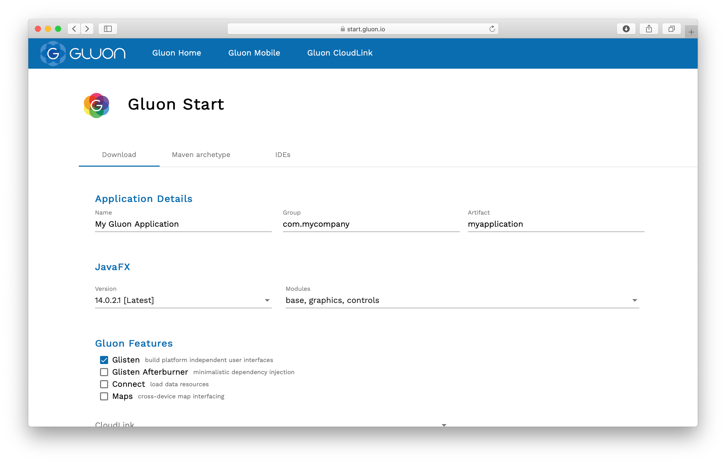 Bootstrap your Java Client application with Gluon Start