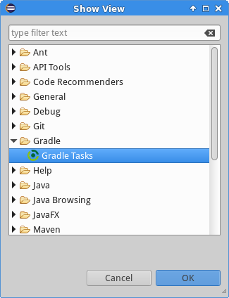 Open Gradle Tasks View