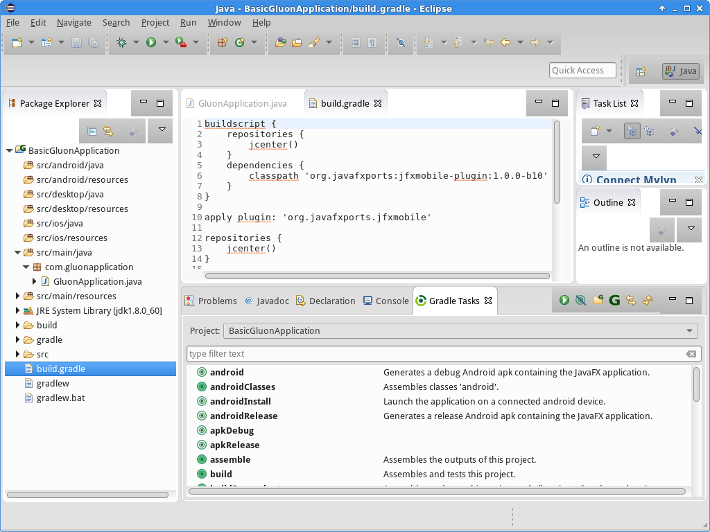 Available gradle tasks
