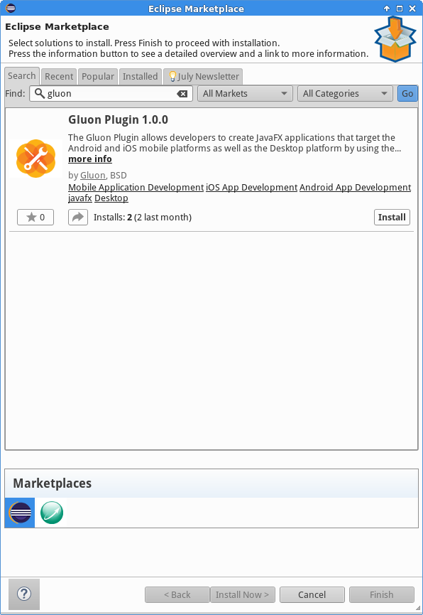 Search gluon in marketplace